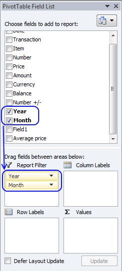 sum security trades - pivot table1