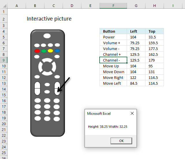 Move a shape using VBA shape size