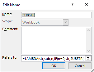 Substitute multiple text strings Excel 365 recursive lambda function name manager