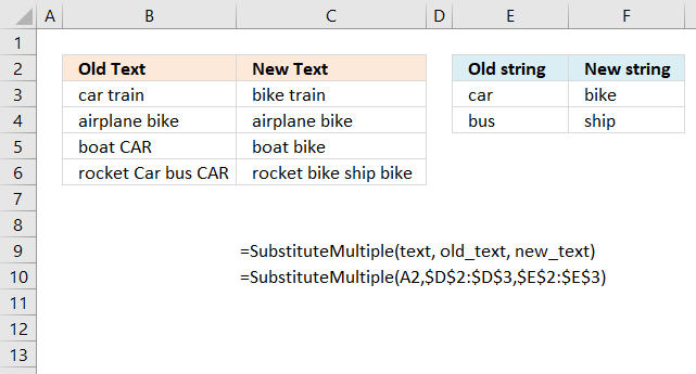 Substitute multiple text strings UDF1