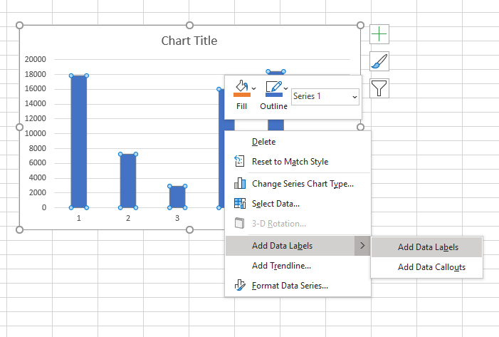 Custom data labels in a chart