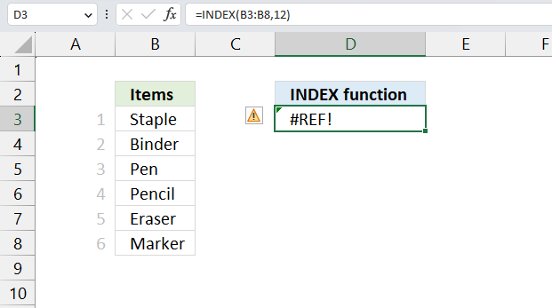 INDEX function REF error