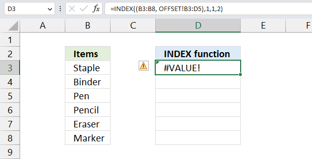 INDEX function VALUE error1
