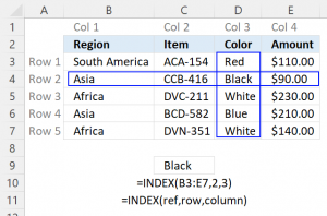 How to use the INDEX function