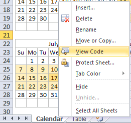 heat map calendar - sheet