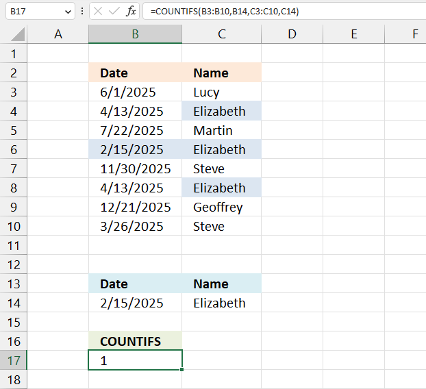 COUNTIFS function by date and an additional condition
