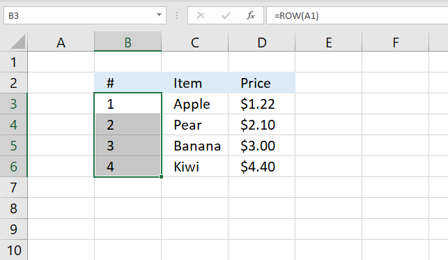 How to number rows 1