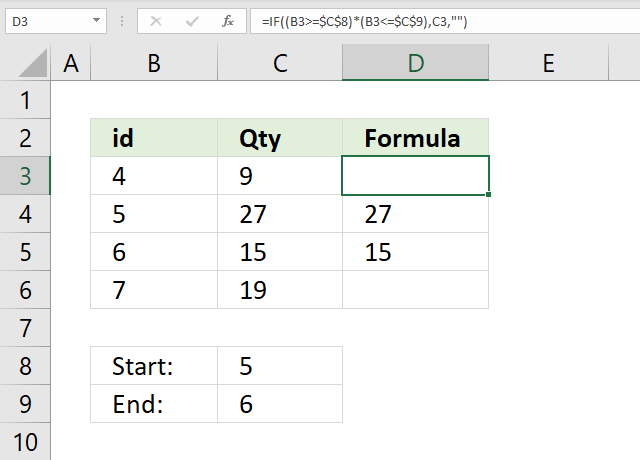 If function between two values