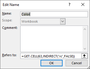 If function cell color name manager1