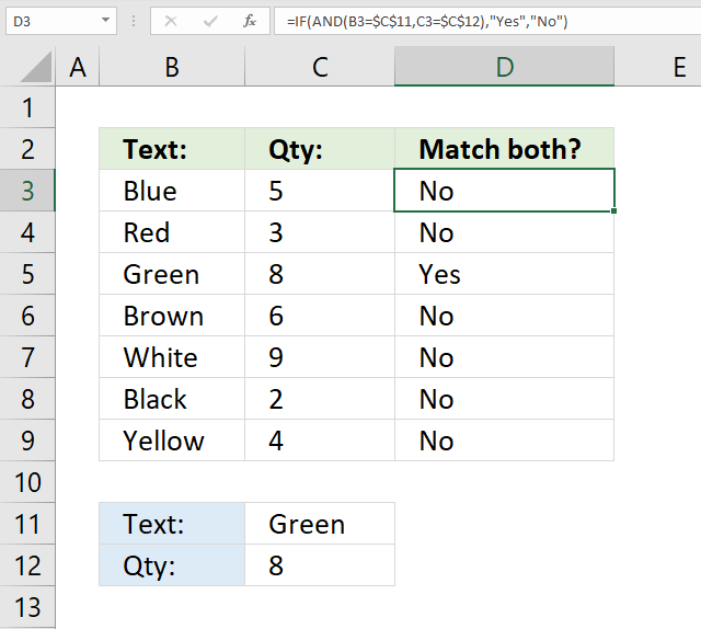 If function match criteria AND logic