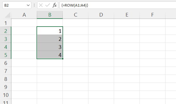 ROW function how to create an array of sequential numbers