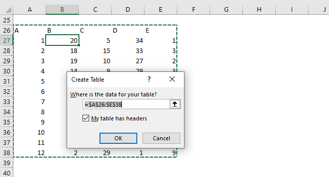 Highlight a data series in a line chart create excel table