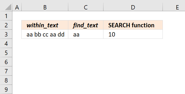 SEARCH function find position of second instance