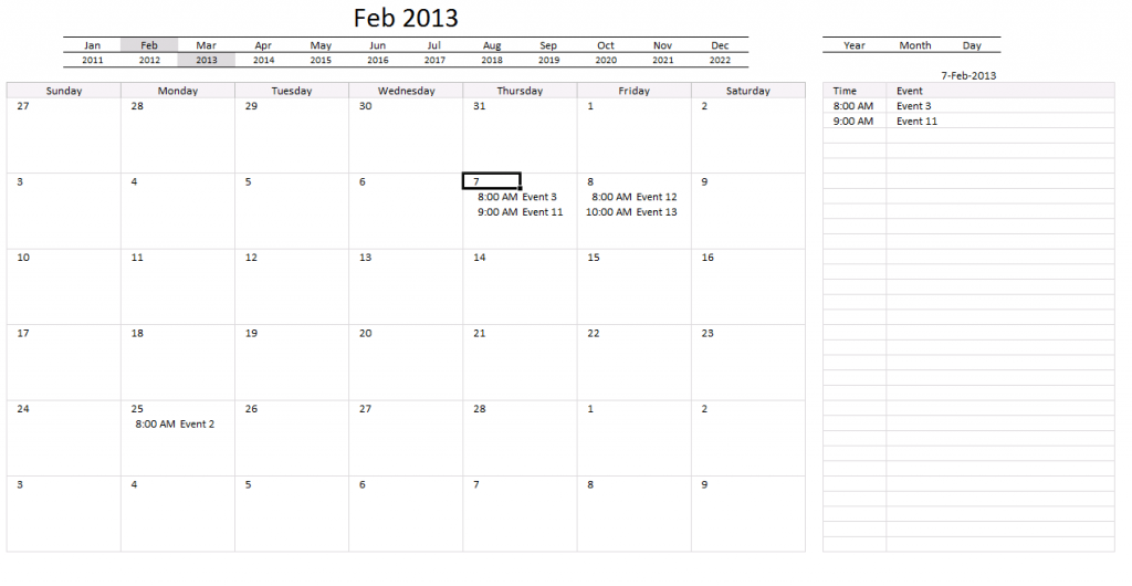 Yet another Excel Calendar