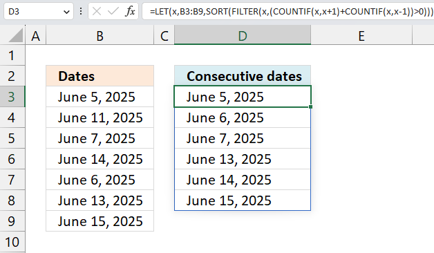 Find all sequences of consecutive dates 1