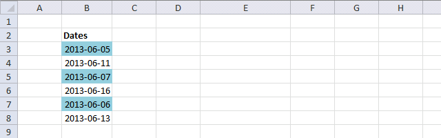 Find consecutive dates - conditional formatting