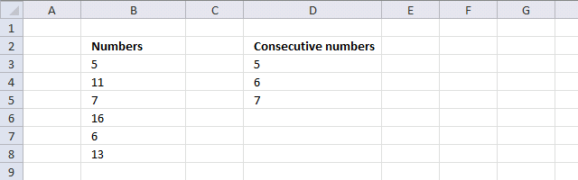 Find consecutive numbers