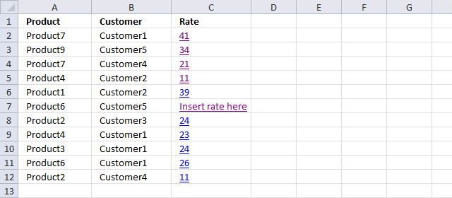 locate a value in a table