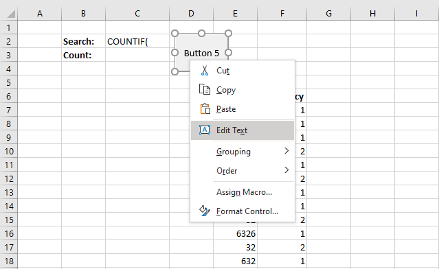 Count text string in all formulas in a worksheet edit button text