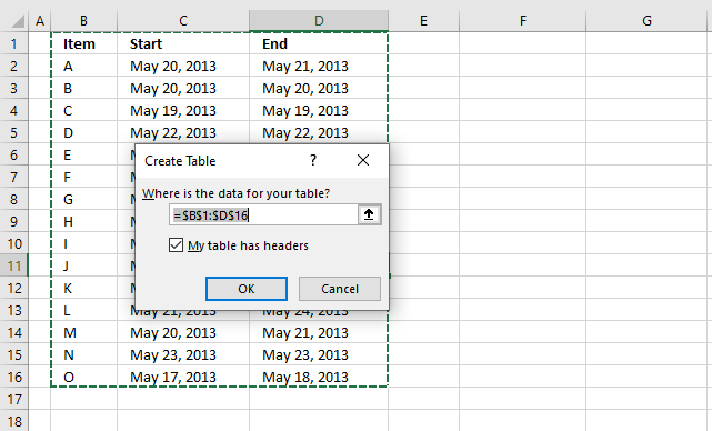 Highlight date ranges overlapping selected record VBA