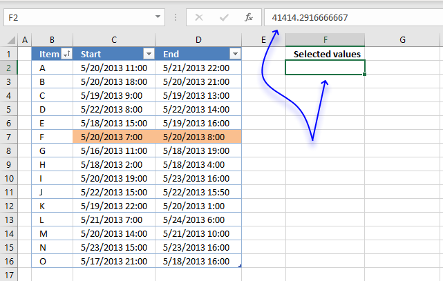 Highlight date ranges overlapping selected record hidden values