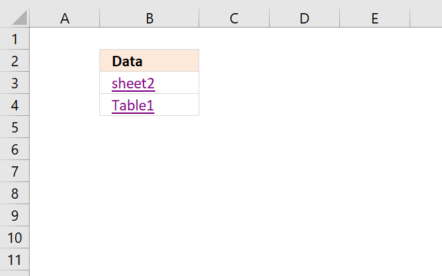 Quickly select a data set or an excel defined table HYPERLINK