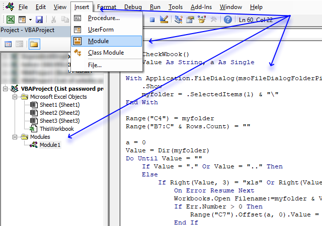 Which Excel files in folder are password protected 1