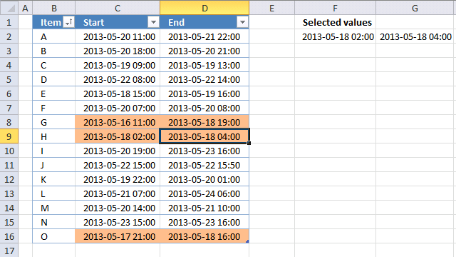 highlight overlapping date ranges (vba)