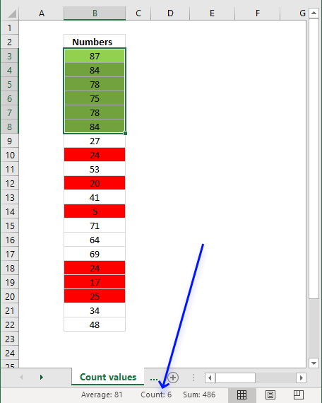 Count cells based on background color count selected cells 1