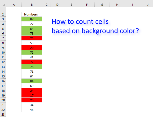 Count cells based on background color