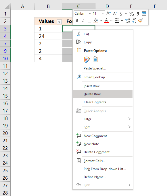 Delete formulas returning blanks using a filter3