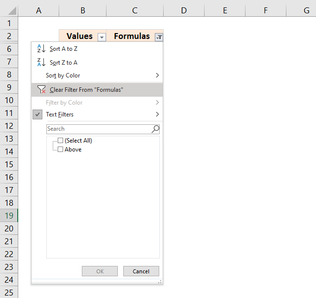 Delete formulas returning blanks using a filter4