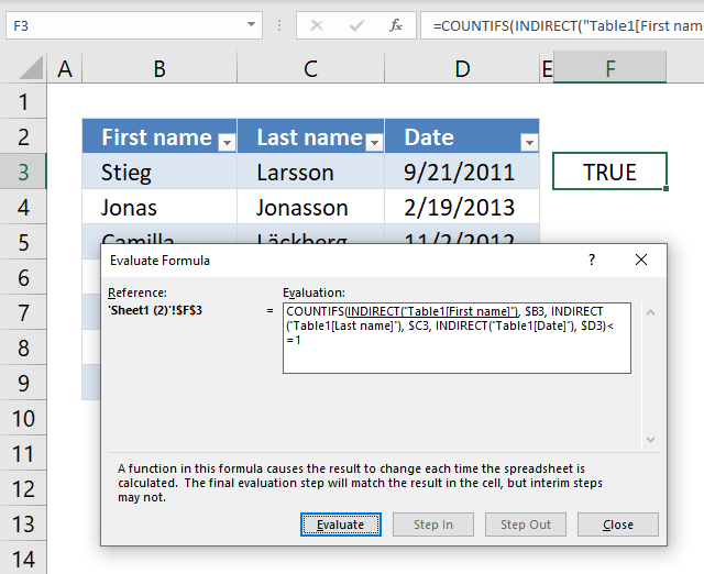 Prevent duplicate records evaluate Data Validation Formula