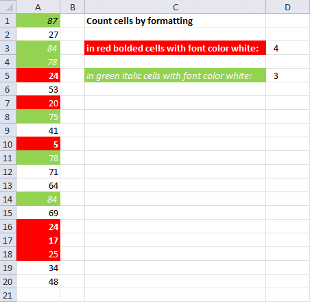 Count Cells By Cell And Font Color