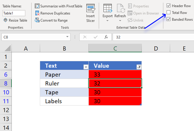 Count cells based on Conditional formatting using an Excel Table3