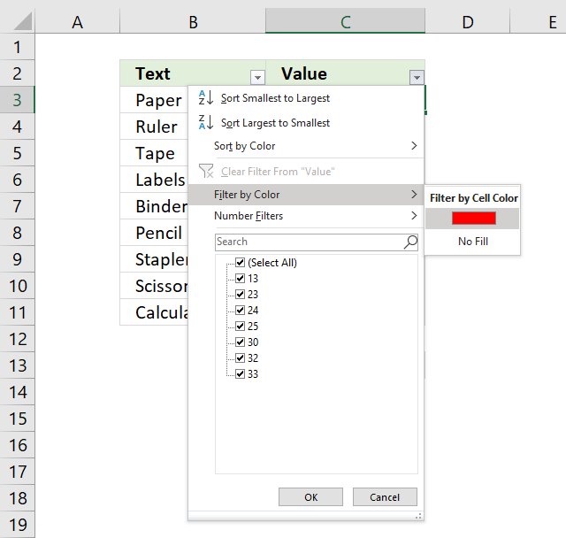 Count cells using Excels Filter tool1