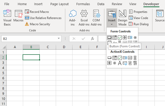 Hides worksheet programmatically Link button to macro