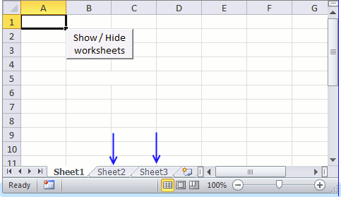 Hides worksheet programmatically array