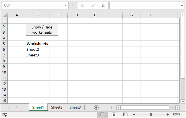 Hides worksheets programmatically