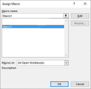 Show hide a picture shape assign macro dialog box