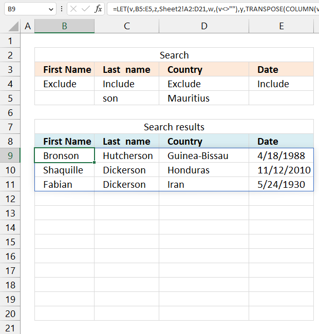 Wildcard lookups and include or exclude criteria Excel 365