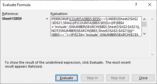 Wildcard lookups and include or exclude criteria evaluate formula