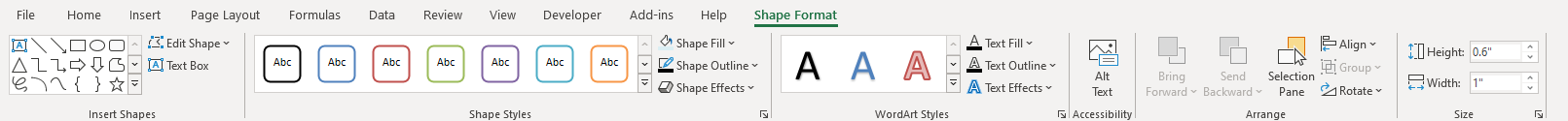 format a textbox shape format tab