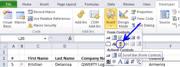 Scroll Through A Data Set Vba