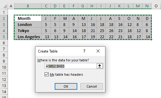 Quickly change data source create Excel Table