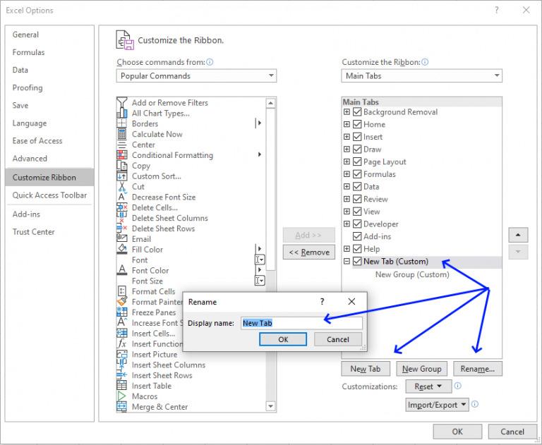 Customize the ribbon and how to add your macros