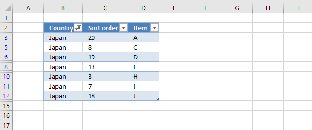 Lookup and return multiple sorted values based on corresponding values in another column filtered excel table
