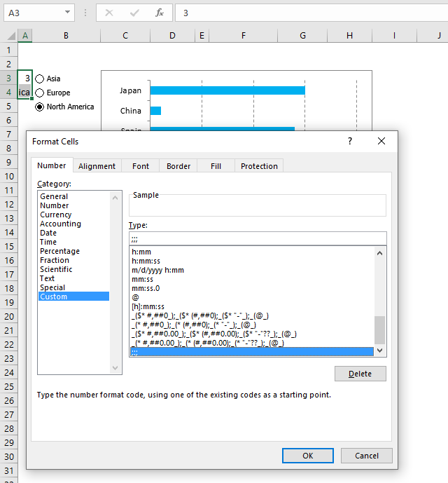 Highlight a group of chart bars format cell values1