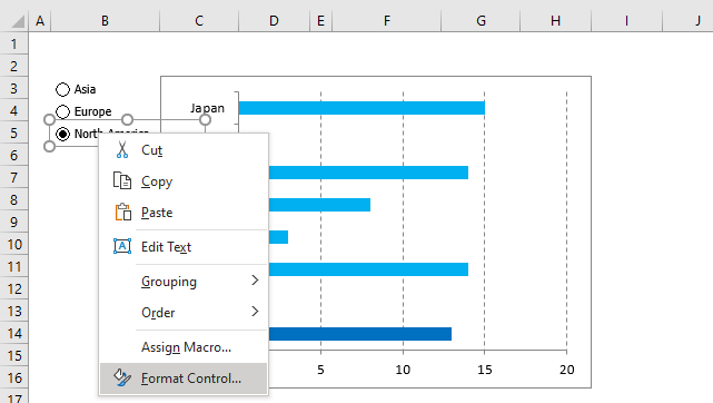 Highlight a group of chart bars format control