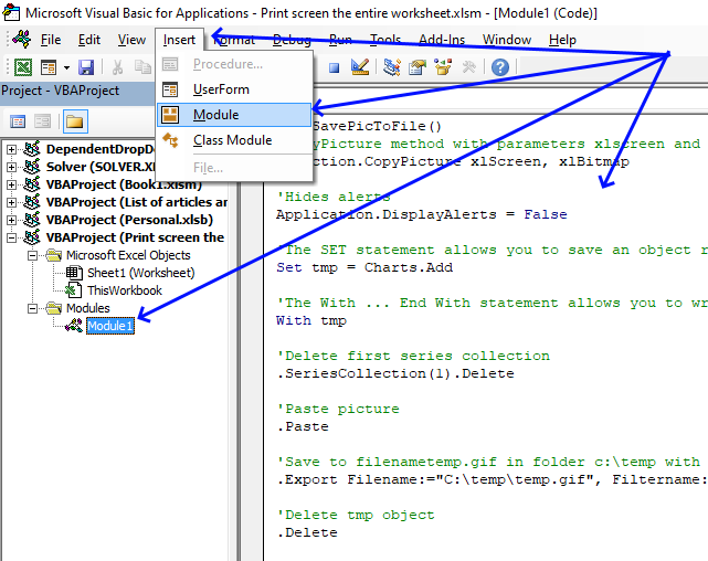 Print screen the entire worksheet VB Editor